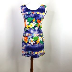 Jams World Crinkle Rayon Hawaiian Floral Sun Dress